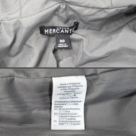 J.Crew Mercantile 00 Heathered Gray Vail Park Wool Blend Hooded Winter Coat - Picture 9 of 9